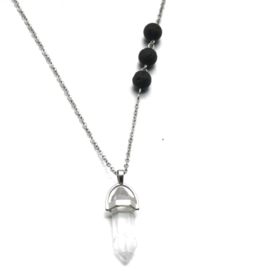 Clear Crystal Lava Stone Necklace